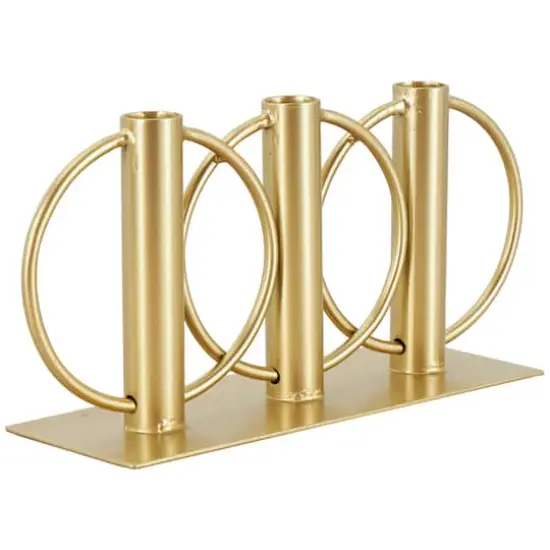 11" Gold Metal Overlapping Circular Ring Candelabra {7}