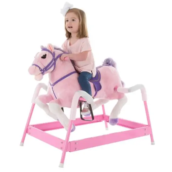 Toy Time Pink Plush Spring Rocking Horse Ride-On {5}