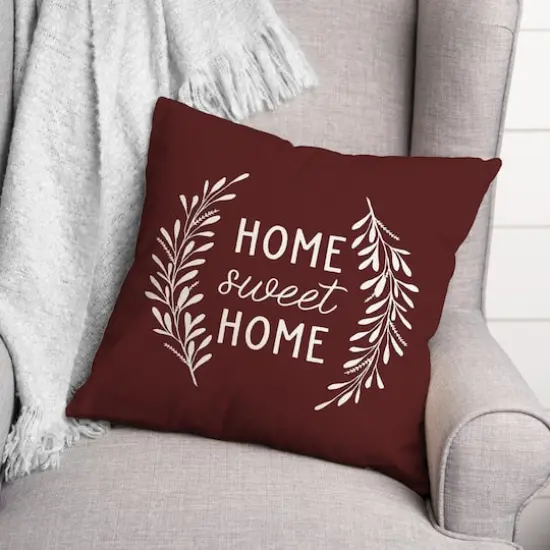 18" x 18" Home Sweet Home Versatile Throw Pillow Maroon {3}