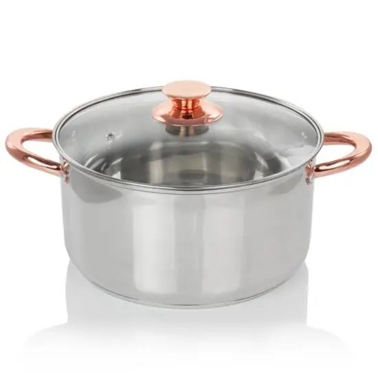 Gibson Home&reg; Ansonville 8-Piece Stainless Steel Cookware Set with Rose Gold Handles {12}