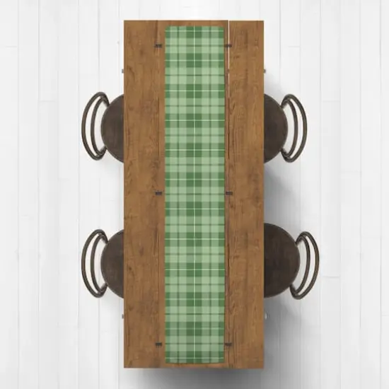 90" Green Plaid Poly Twill Table Runner {4}
