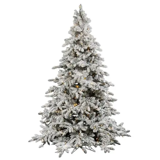 6.5ft. Pre-Lit Flocked Utica Fir Artificial Christmas Tree, Pure White LED Lights {1}