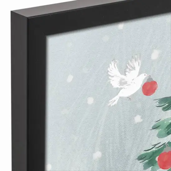 Christmas Creatures Tree Decorating Black Framed Canvas Wall Art {3}