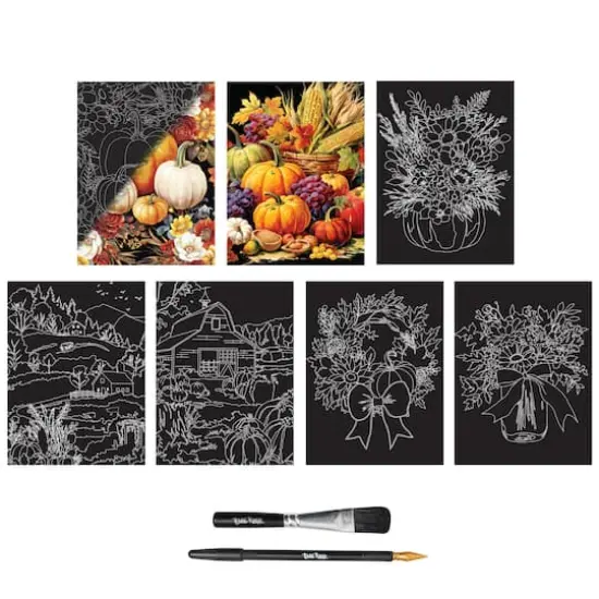 Brea Reese&trade; 6" x 8" Pumpkin Botanicals Scratch Art Paper Pad {3}