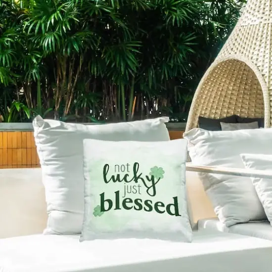 Stupell Industries Not Lucky Just Blessed Shamrock, Not Lucky Just Blessed Shamrock Outdoor Printed Pillow {3}