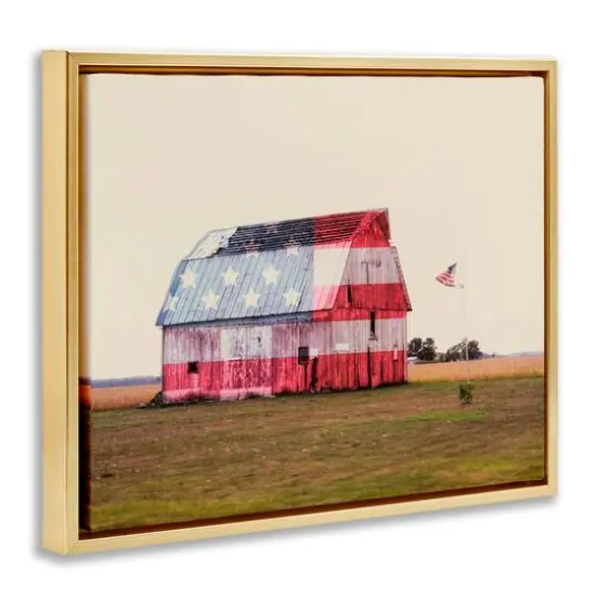 Stupell Industries Americana Farmhouse Barn Floater Framed Art Gold {4}