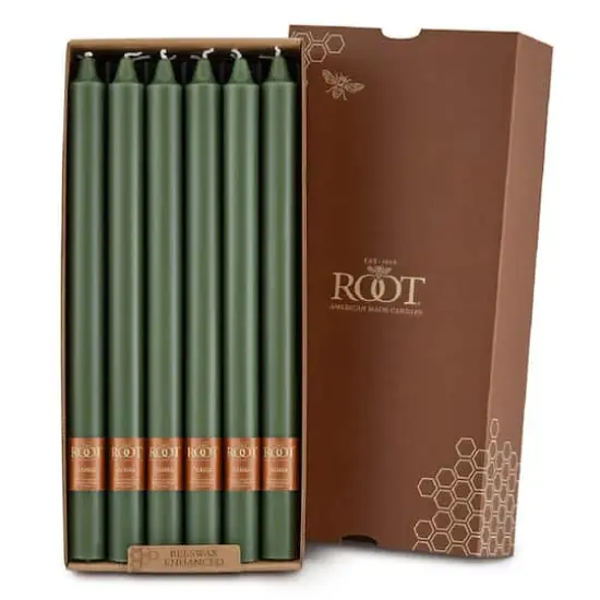 Root Candles Arista&trade; 12" Smooth Taper Candles, 12ct. Dark Olive {1}