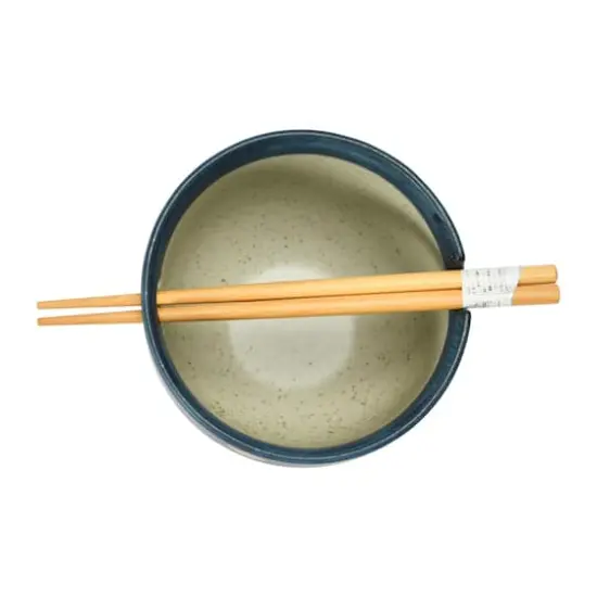 Hello Honey® Polka Dot Stoneware Ceramic Bowl with Chopsticks {3}