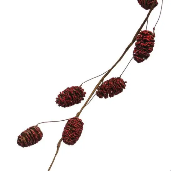 Hello Honey&reg; 6ft. Red Glitter Natural Pinecone Garland {3}