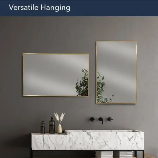 Head West Brassy Gold Spectrum Metal Rectangular Bathroom Vanity Mirror - 34" x 22" {6}