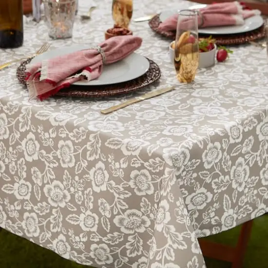 DII&reg; Stone Floral Print Outdoor Tablecloth with Zipper, 60 Round {5}