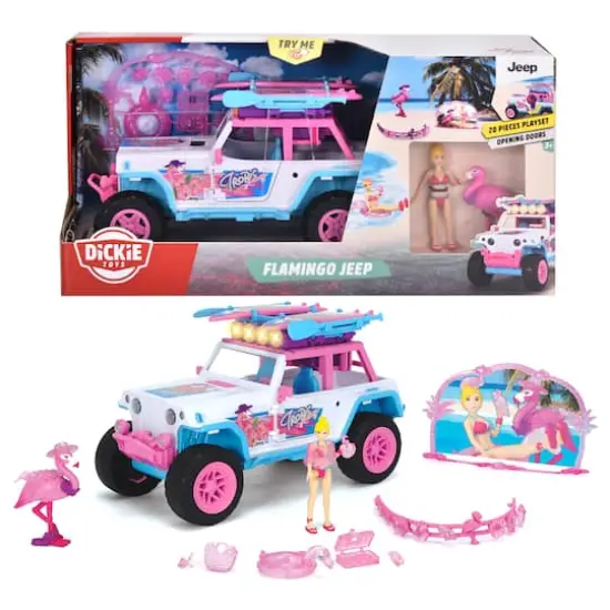 Dickie Toys Light & Sound Jeep Flamingo Playset {1}