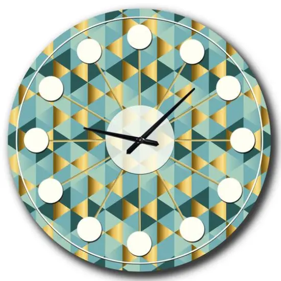 Designart 'Gold And Blue Dynamics V Mid-Century Modern Wall Clock {3}