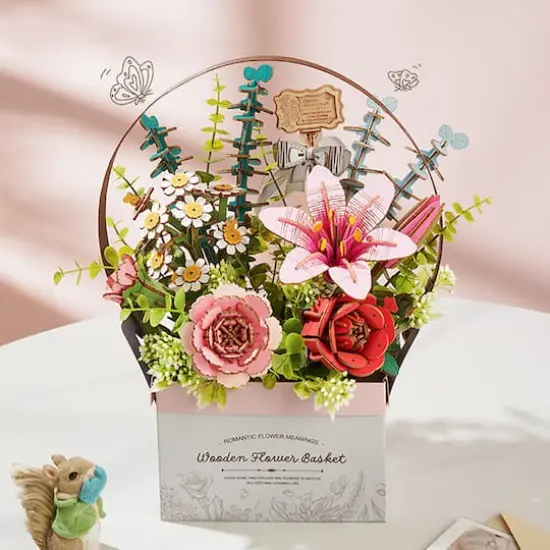 Rowood Wooden Flower Basket DIY 3D Puzzle Kit {4}