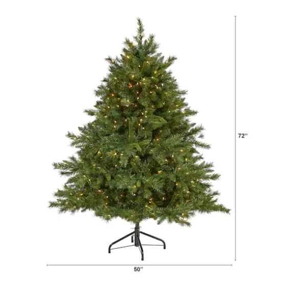 6ft. Pre-Lit Wyoming Mixed Pine Artificial Christmas Tree, Clear LED Lights {3}
