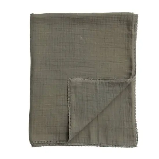 Hello Honey&reg; Double Cloth Cotton Baby Blanket with Trim Olive {8}