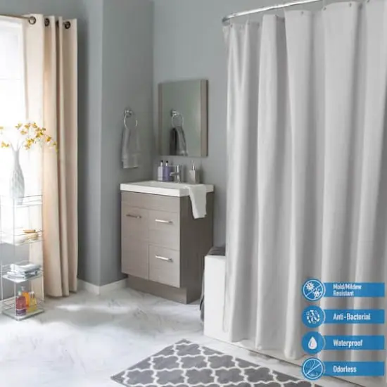 Elle D&eacute;cor White Soft Touch Waterproof Fabric Shower Curtain Liner {3}