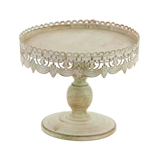White Iron Farmhouse Cake Stand, 9" x 10" x 10" {3}