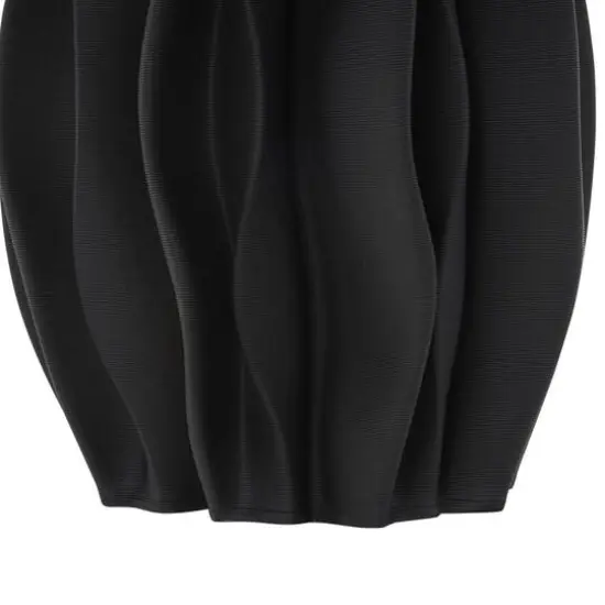 Black Abstract Dimensional Wavy Ribbed Ceramic Vase {6}