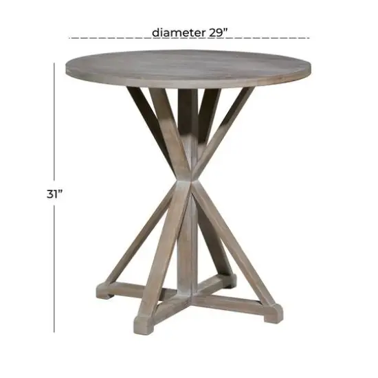 31" Brown Wood Farmhouse Accent Table {8}