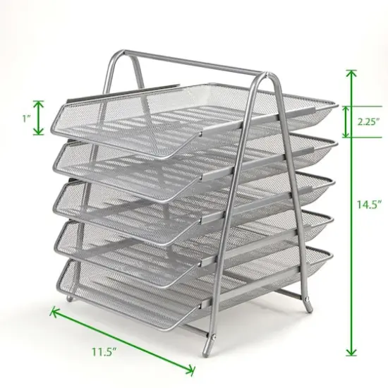 Mind Reader Desk Organizer with 5 Sliding Trays Silver {4}
