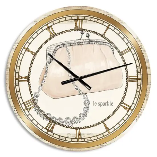 Designart Glamorous Sparkle Purse I Glam Wall Clock Multi {1}