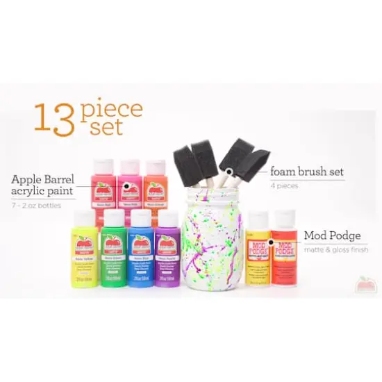 Apple Barrel® Acrylic Neon Paints & Mod Podge 13 Piece Set {4}