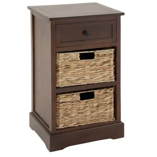 28" Brown Traditional Wood Storage Unit {1}