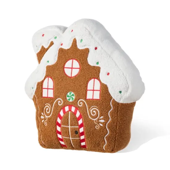 Glitzhome&reg; 17"H Christmas Gingerbread House Shaped Pillow {9}