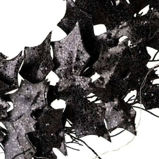 Glitzhome&reg; Lighted Halloween Bat Garland & Wreath Set {9}