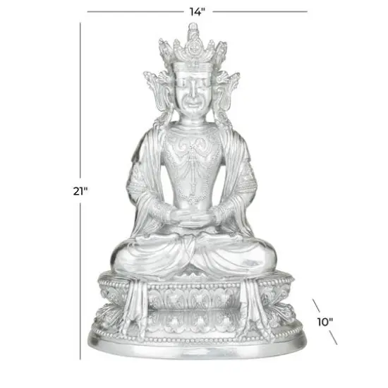 Silver Resin Bohemian BuddhaSculpture, Set of21" x 14" x 10" {7}