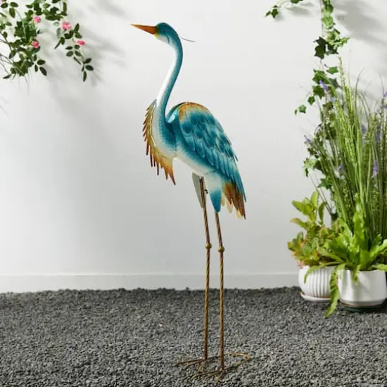 Glitzhome® 40" Metal Standing Crane Garden Statue with Stakes {4}