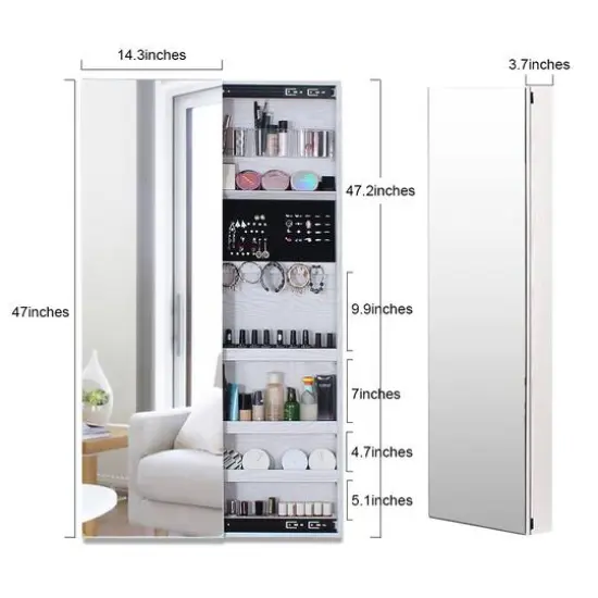 Mountain Home Elegant White Over-the-Door Mounted Jewelry Armoire {3}