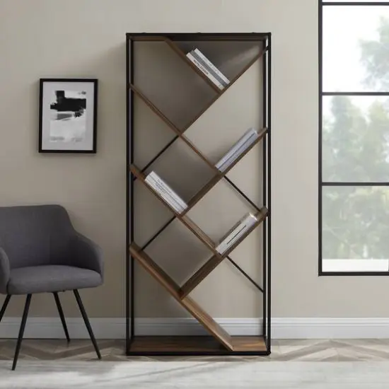 Walker Edison 68" Reclaimed Barnwood V Bookshelf {3}