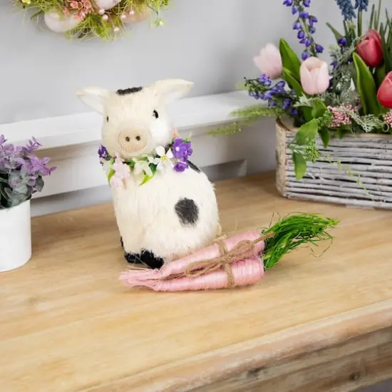 9" Pink Straw Carrot Easter Decorations Set {3}