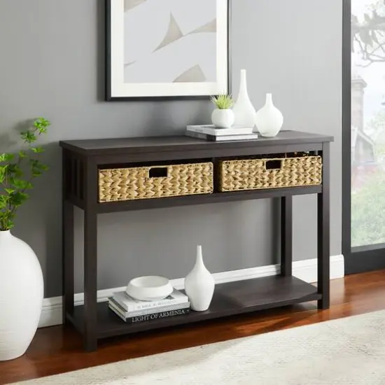 Walker Edison Espresso Mission Storage Entry Table  {3}