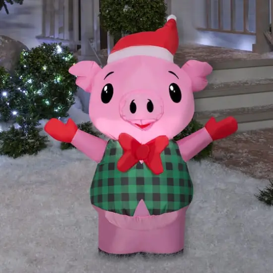 Airblown&reg; 3.5ft. Christmas Inflatable Pig in Vest {3}