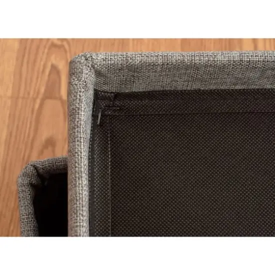 Simplify 30" Faux Linen Double Folding Storage Ottoman Gray {10}