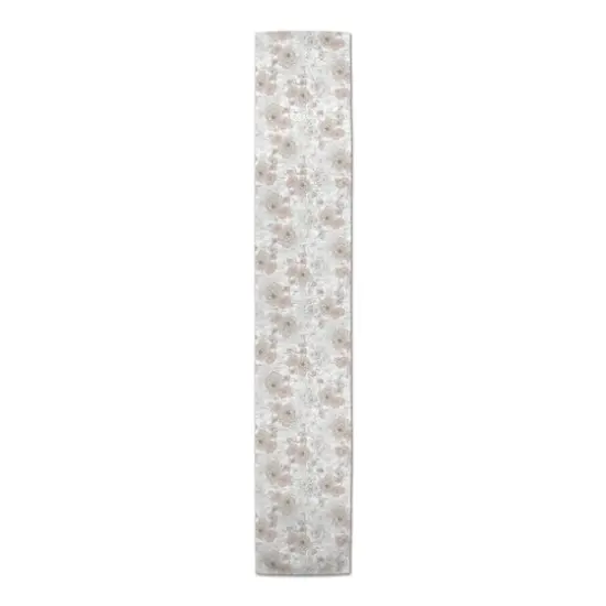 90" Multi Floral Cotton Twill Runner White {4}