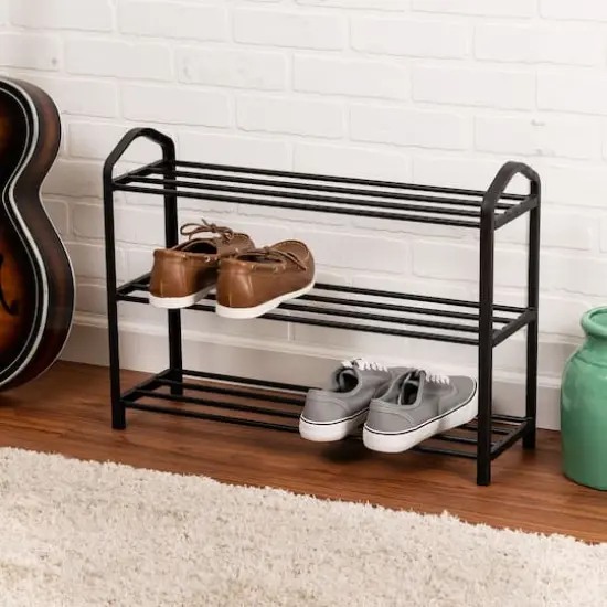 Honey Can Do Black 3-Tier Streamline Shoe Rack {4}