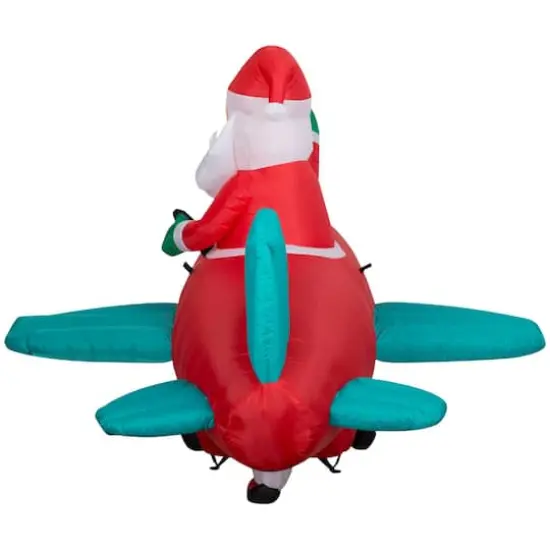 5ft. Animated Airblown&reg; Inflatable Christmas Santa in Vintage Plane {4}