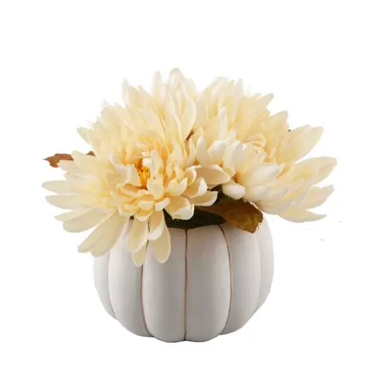 Flora Bunda&reg; 6" Ceramic Pumpkin Mums D&eacute;cor {1}