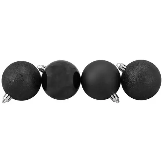 60ct Jet Black Shatterproof 4-Finish Ball Ornaments {5}