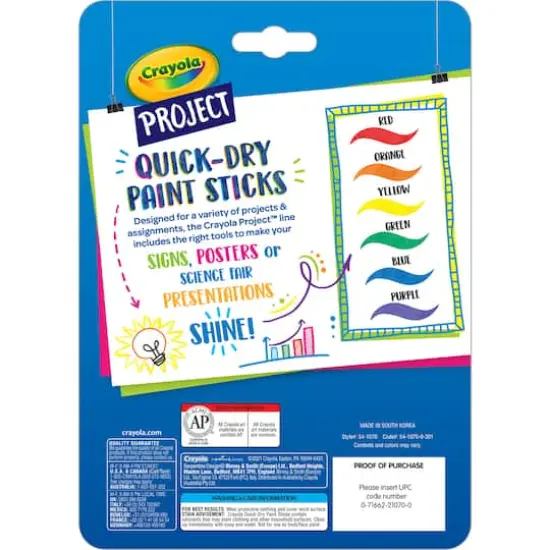 Crayola&reg; Project&trade; Quick-Dry Paint Sticks, 6 Packs of 6 {4}
