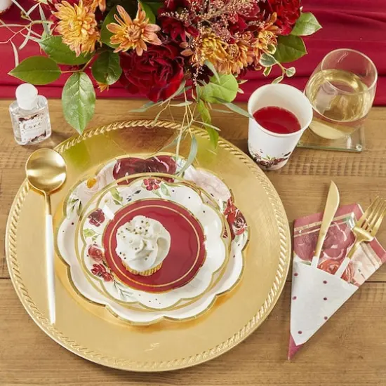 Kate Aspen&reg; 7" Burgundy Blush Floral Premium Paper Plates, 64ct. {5}