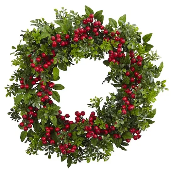 24" Berry Boxwood Wreath {1}