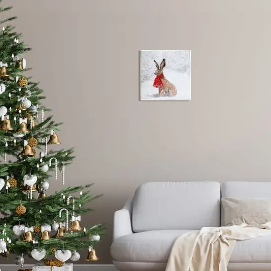 Stupell Industries Winter Rabbit in Red Scarf Wall Art Plaque {3}