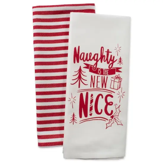 DII&reg; Assorted Naughty Nice Holiday Printed Dishtowel Set {12}