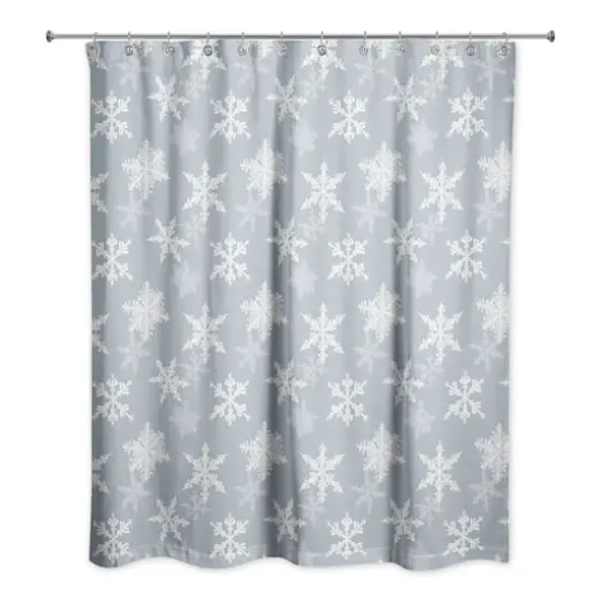 Blue Snowflake Pattern 71" x 74" Shower Curtain {1}