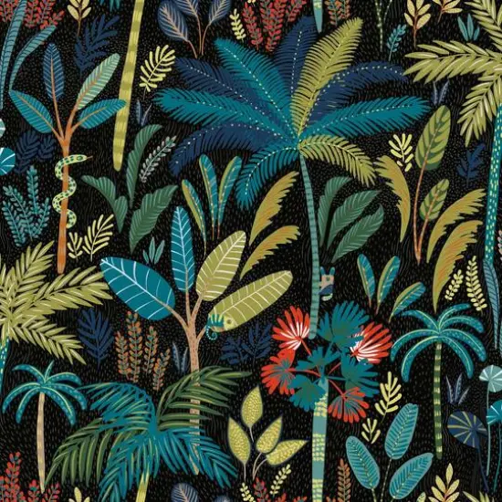 RoomMates Tropical Eden Peel & Stick Wallpaper Black and blue {2}